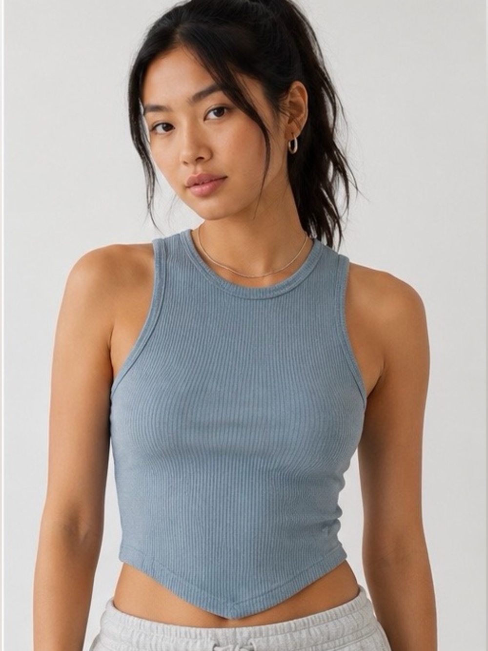 Gilly Hicks Corset Hem Ribbed Racerback Crop Tank